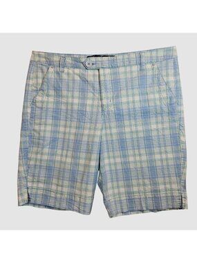 Gloria Vanderbilt Womens 18 Plaid Shorts Blue Cotton Casual Summer vacation